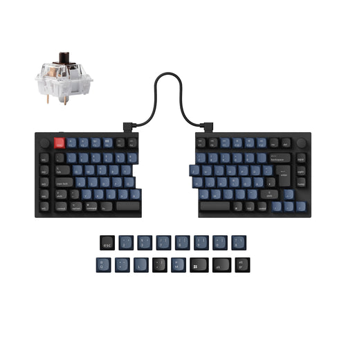 Keychron Q11 QMK/VIA 75% split custom mechanical keyboard full aluminum black frame for Mac Window Linux Keychron K Pro switch brown ISO German layout