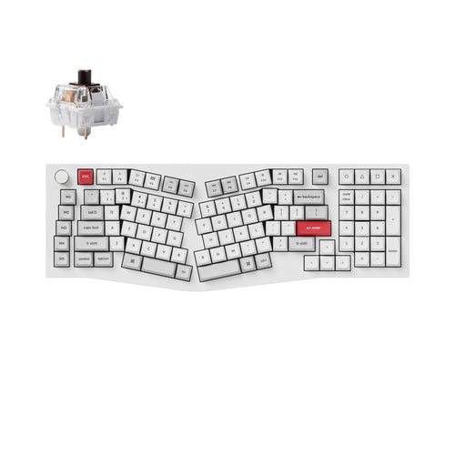 Keychron Q13 Pro QMK/VIA wireless custom mechanical keyboard 96 percent Alice layout full aluminum white frame for Mac Windows Linux with RGB backlight hot-swappable K Pro brown