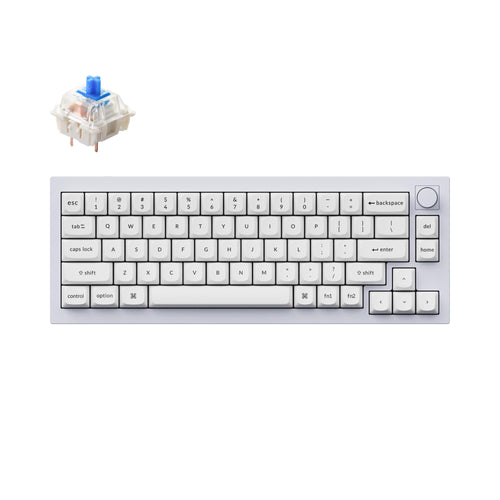 Keychron Q2 QMK VIA custom mechanical keyboard 65 percent layout full aluminum black frame for Mac Windows iOS RGB backlight with hot swappable Gateron G Pro switch blue knob version