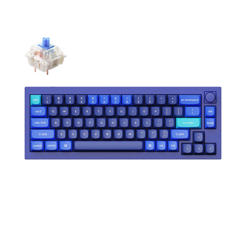 Keychron Q2 QMK VIA custom mechanical keyboard 65 percent layout full aluminum blue frame B knob for Mac Windows iOS RGB backlight with hot swappable Gateron G Pro switch blue