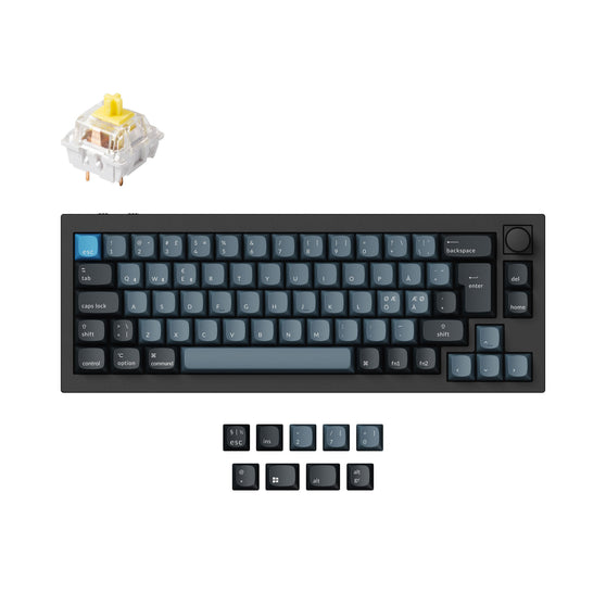 Keychron Q2 Pro QMK/VIA wireless custom mechanical keyboard 65 percent layout aluminum black for Mac WIndows Linux RGB backlight hot-swappable K Pro switch banana ISO Nordic layout