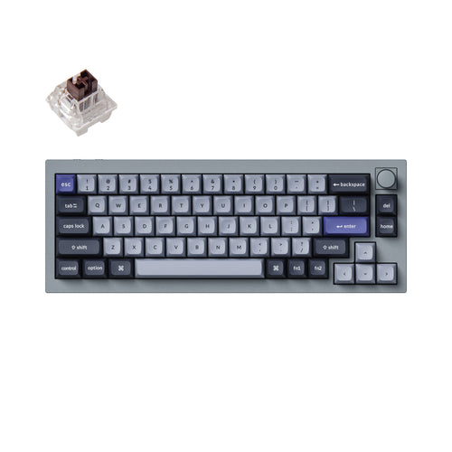 Keychron Q2 Pro QMK/VIA wireless custom mechanical keyboard 65 percent layout full aluminum grey frame for Mac WIndows Linux with RGB backlight and hot-swappable K Pro switch brown