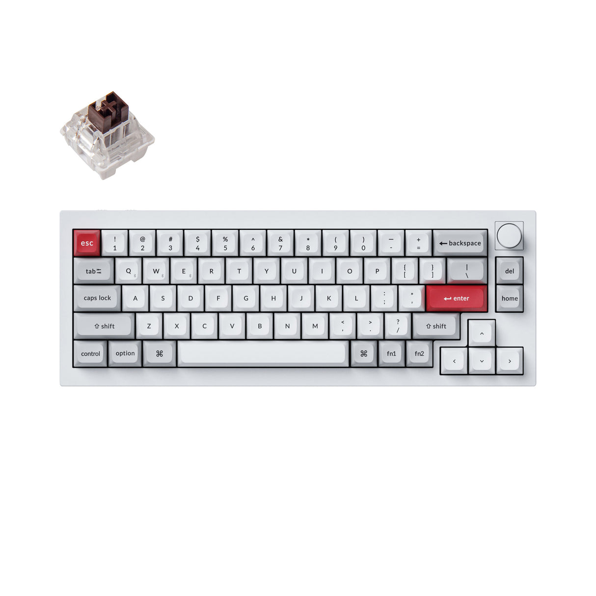 Keychron Q2 Pro QMK/VIA wireless custom mechanical keyboard 65 percent layout full aluminum white frame for Mac WIndows Linux with RGB backlight and hot-swappable K Pro switch brown