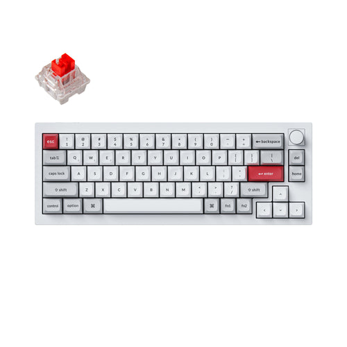 Keychron Q2 Pro QMK/VIA wireless custom mechanical keyboard 65 percent layout full aluminum white frame for Mac WIndows Linux with RGB backlight and hot-swappable K Pro switch red