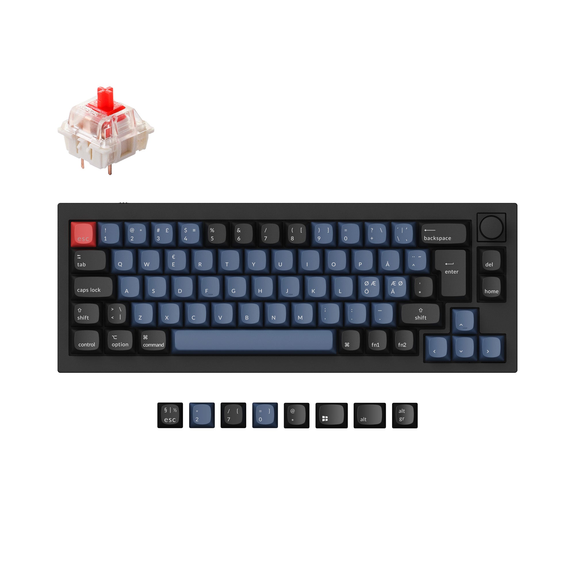 Keychron Q2 QMK VIA custom mechanical keyboard 65 percent layout full aluminum frame Mac Windows Nordic ISO layout hot swappable Gateron G Pro red