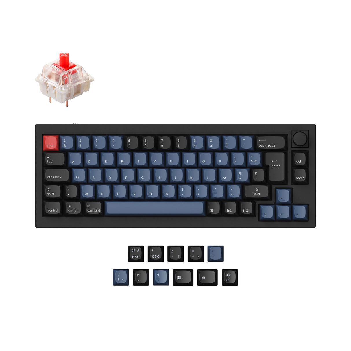 Keychron Q2 QMK VIA custom mechanical keyboard 65 percent layout full aluminum frame Mac Windows French ISO layout hot swappable Gateron G Pro red