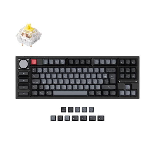 Keychron Q3 Pro QMK/VIA wireless custom mechanical keyboard 80 percent layout aluminum black for Mac WIndows Linux RGB backlight hot-swappable K Pro switch banana ISO French layout