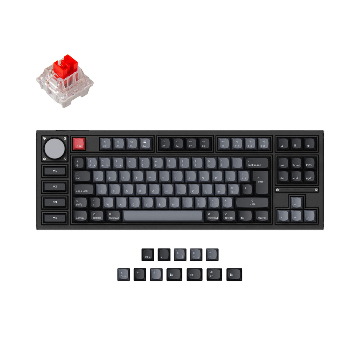 Keychron Q3 Pro QMK/VIA wireless custom mechanical keyboard 80 percent layout aluminum black for Mac WIndows Linux RGB backlight hot-swappable K Pro switch red ISO French layout