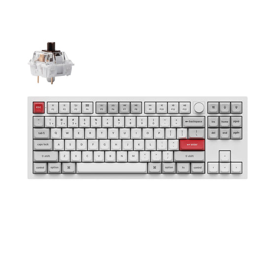 Keychron Q3 Pro QMK/VIA wireless custom mechanical keyboard tenkeyless layout full aluminum white frame for Mac Windows Linux RGB hot-swappable K Pro switch brown