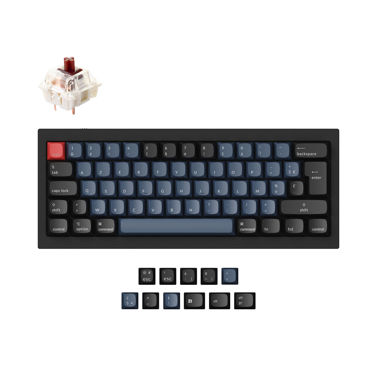 Keychron Q4 60 percent QMK mechanical keyboard black Gateron G Pro brown switch ISO French layout