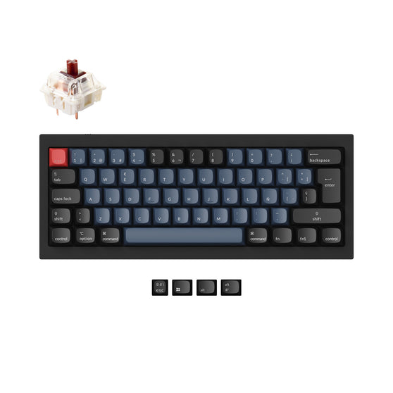 Keychron Q4 60 percent QMK mechanical keyboard black Gateron G Pro brown switch ISO Spanish layout