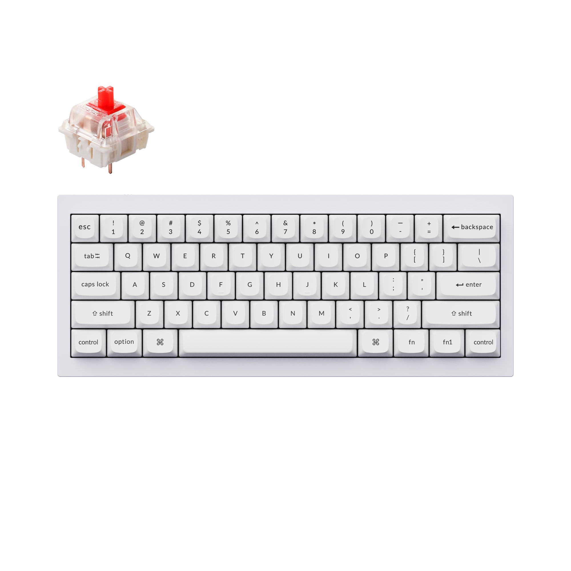 Keychron Q4 60 Percent Layout QMK VIA Custom Mechanical Keyboard Hot Swappable Gateron G Pro Switch Red Shell White