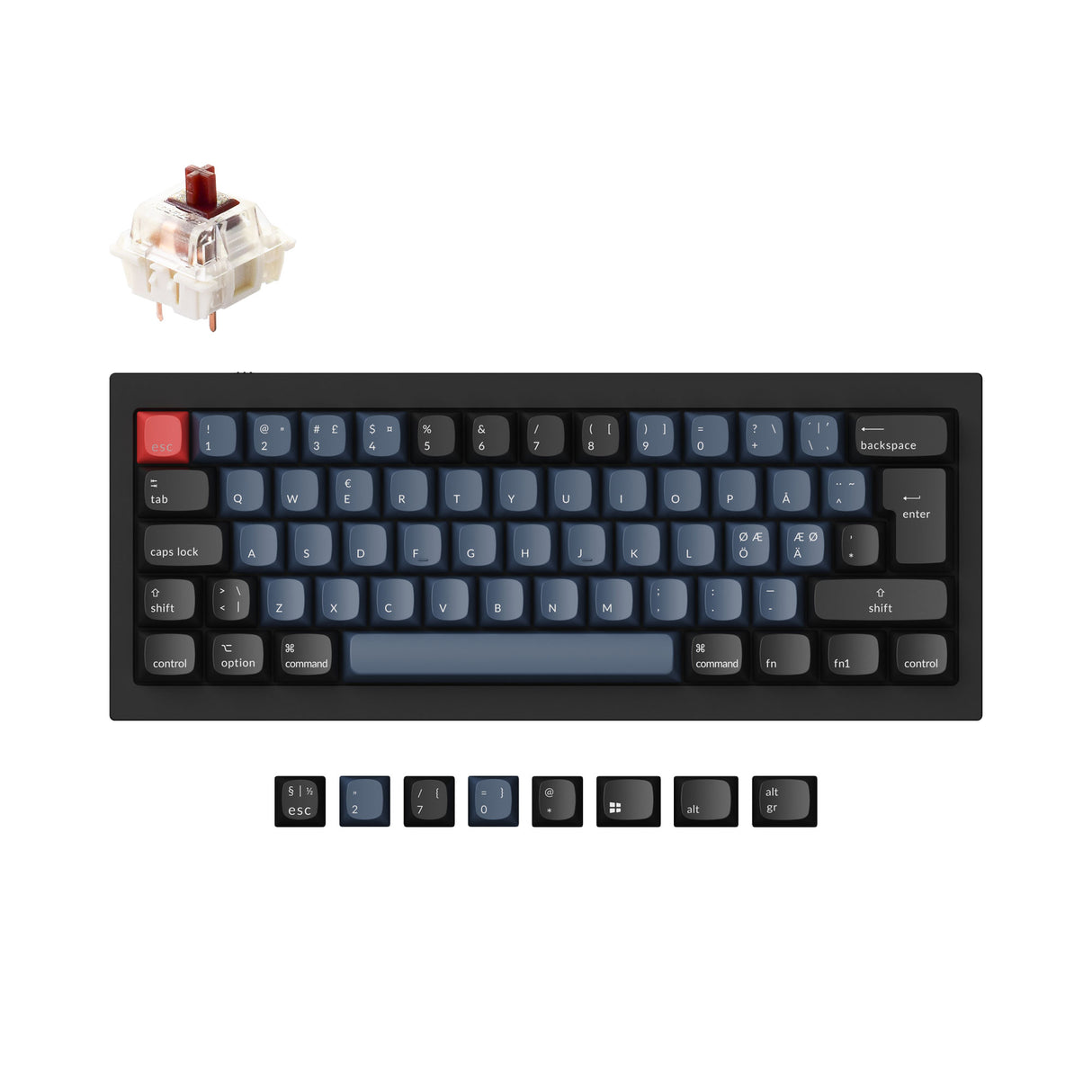 Keychron Q4 60 percent layout QMK VIA mechanical keyboard black Gateron G Pro brown ISO Nordic layout