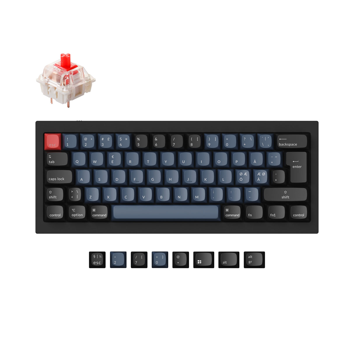 Keychron Q4 60 percent layout QMK VIA mechanical keyboard black Gateron G Pro red ISO Nordic layout
