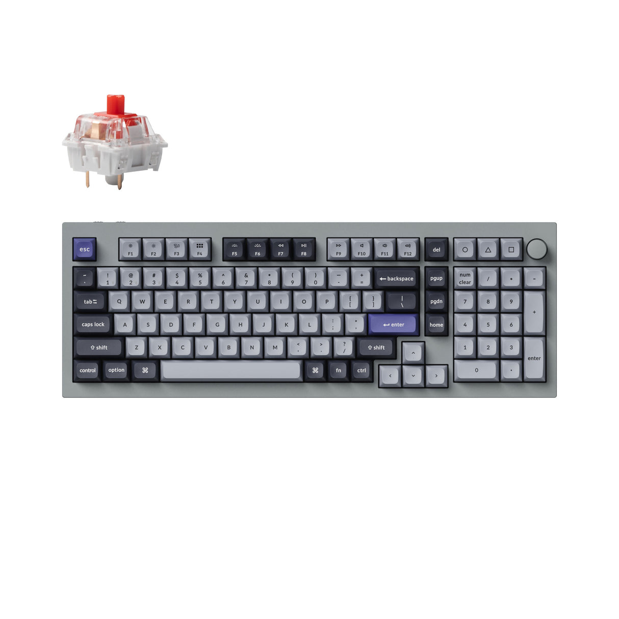 Keychron Q5 Pro QMK/VIA wireless custom mechanical keyboard 96 percent layout full aluminum grey frame for Mac WIndows Linux with RGB backlight and hot-swappable K Pro switch red
