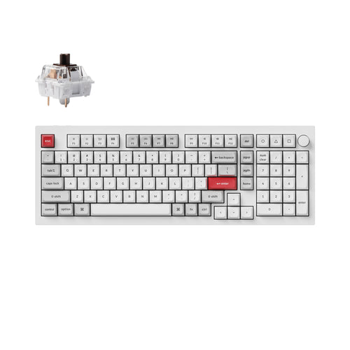 Keychron Q5 Pro QMK/VIA wireless custom mechanical keyboard 96 percent layout full aluminum white frame for Mac WIndows Linux with RGB backlight and hot-swappable K Pro switch brown