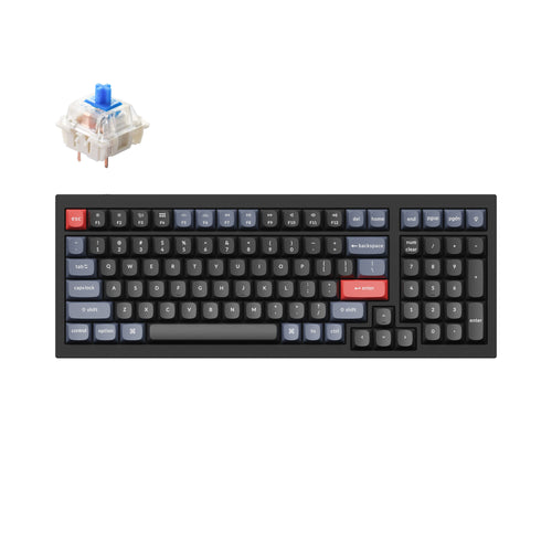 Keychron Q5 QMK VIA custom mechanical keyboard 1800 compact 96 percent layout full aluminum black frame for Mac Windows RGB backlight with hot swappable Gateron G Pro switch blue