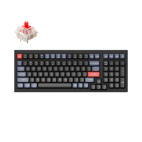 Keychron Q5 QMK VIA custom mechanical keyboard 1800 compact 96 percent layout full aluminum black frame for Mac Windows RGB backlight with hot swappable Gateron G Pro switch red
