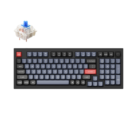 Keychron Q5 QMK VIA custom mechanical keyboard 1800 compact 96 percent layout full aluminum black frame knob for Mac Windows RGB backlight with hot swappable Gateron G Pro switch blue