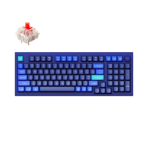 Keychron Q5 QMK VIA custom mechanical keyboard 1800 compact 96 percent layout full aluminum blue frame B knob for Mac Windows RGB backlight with hot swappable Gateron G Pro switch red