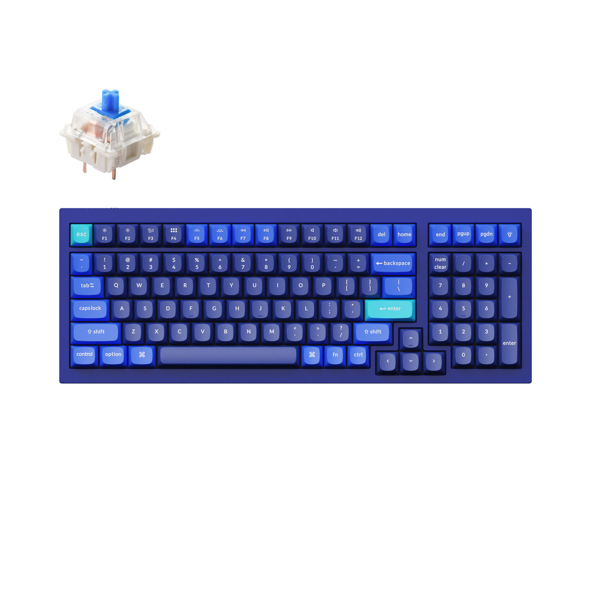 Keychron Q5 QMK VIA custom mechanical keyboard 1800 compact 96 percent layout full aluminum blue frame for Mac Windows RGB backlight with hot swappable Gateron G Pro switch blue