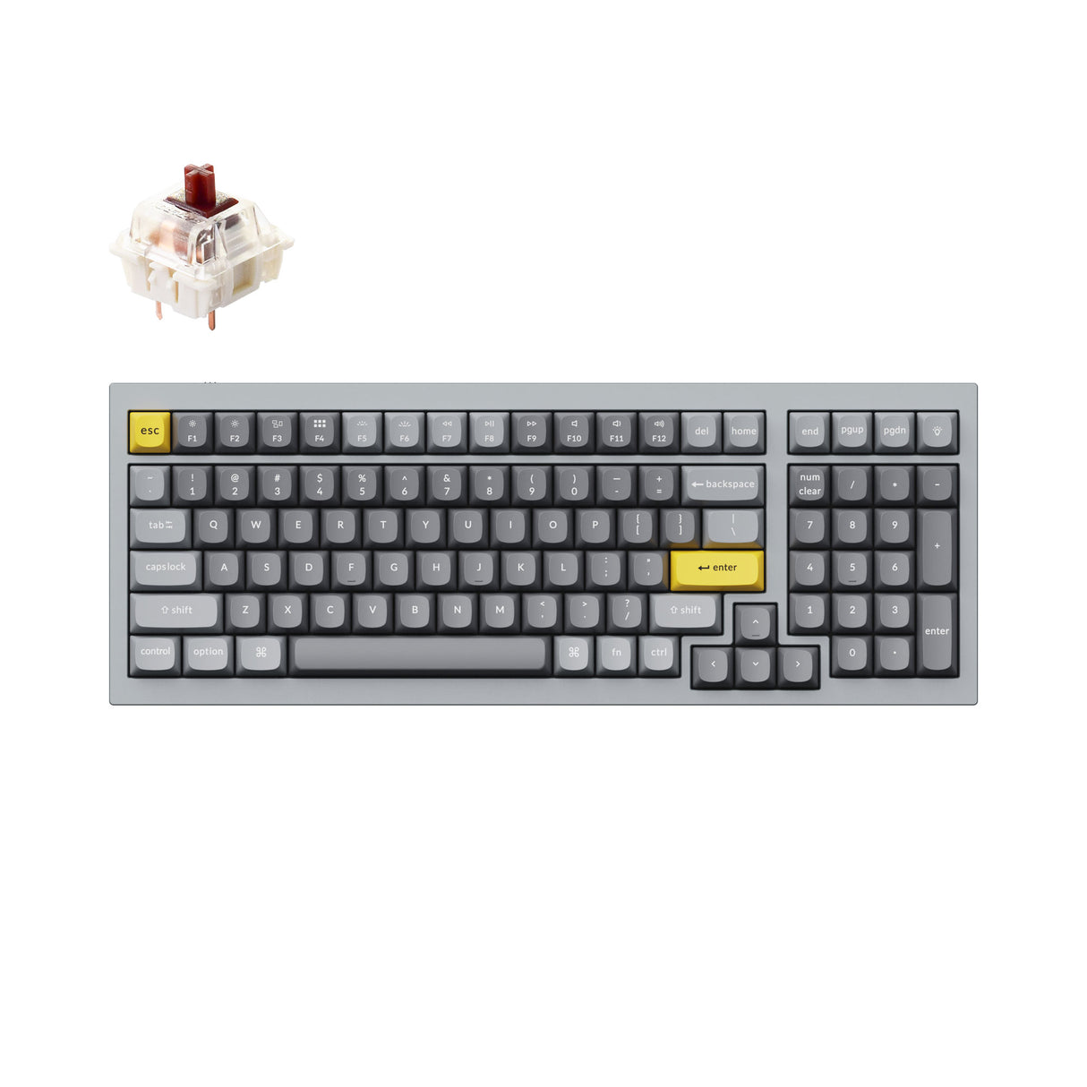 Keychron Q5 QMK VIA custom mechanical keyboard 1800 compact 96 percent layout full aluminum grey frame for Mac Windows RGB backlight with hot swappable Gateron G Pro switch brown