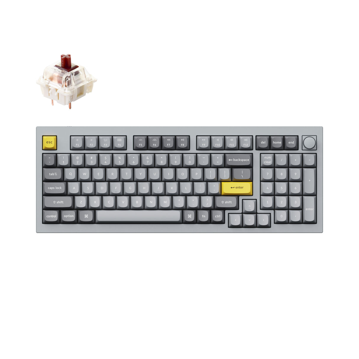 Keychron Q5 QMK VIA custom mechanical keyboard 1800 compact 96 percent layout full aluminum grey frame knob for Mac Windows RGB backlight with hot swappable Gateron G Pro switch brown