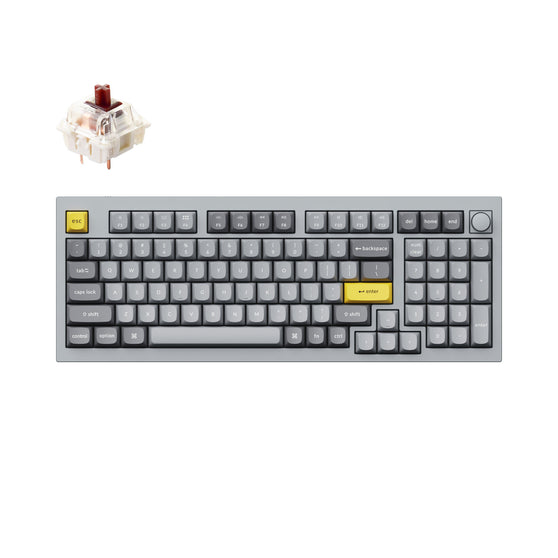 Keychron Q5 QMK VIA custom mechanical keyboard 1800 compact 96 percent layout full aluminum grey frame knob for Mac Windows RGB backlight with hot swappable Gateron G Pro switch brown