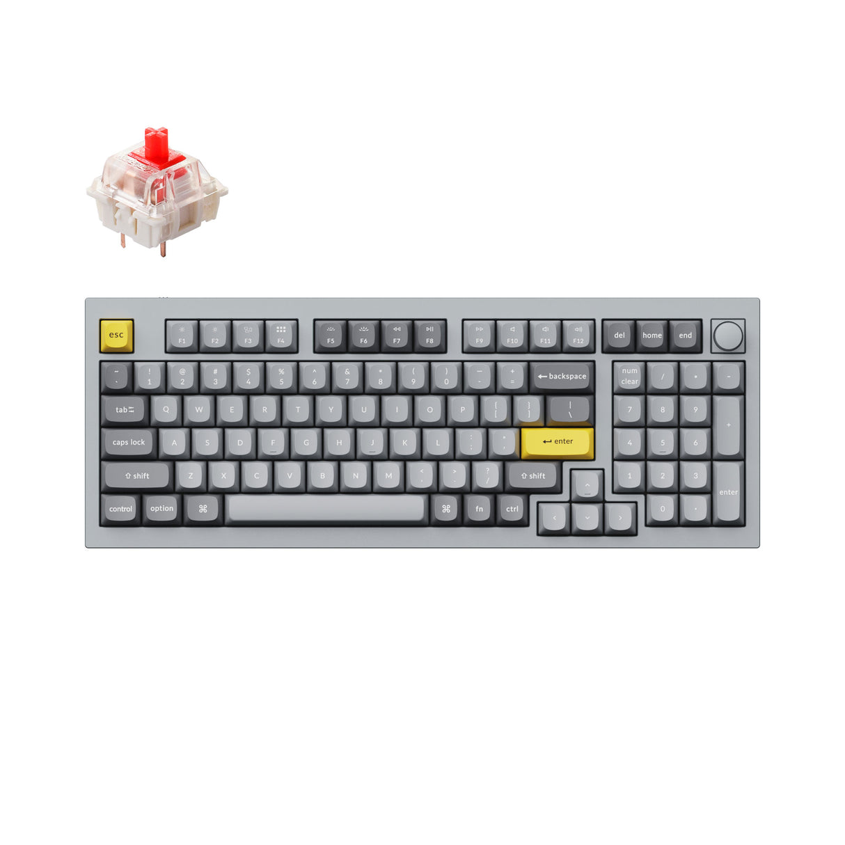 Keychron Q5 QMK VIA custom mechanical keyboard 1800 compact 96 percent layout full aluminum grey frame knob for Mac Windows RGB backlight with hot swappable Gateron G Pro switch red
