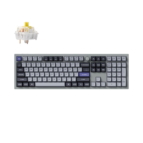 Keychron Q6 Pro QMK/VIA wireless custom mechanical keyboard 100 percent layout full aluminum grey frame for Mac WIndows Linux with RGB backlight and hot-swappable K Pro banana