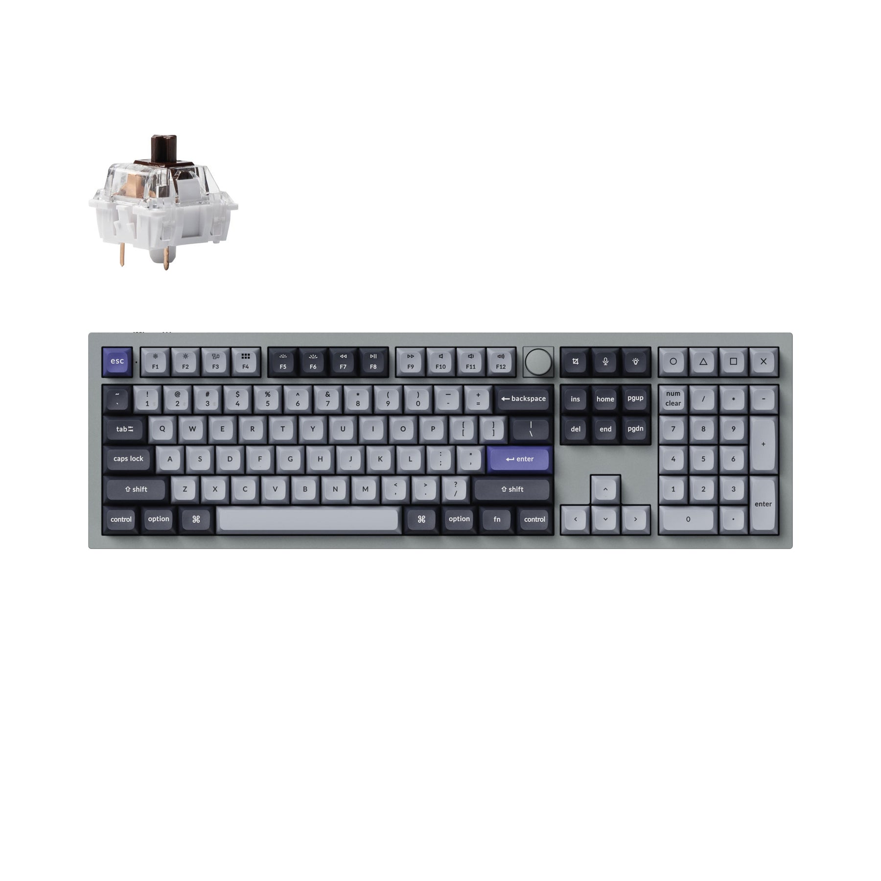 Keychron Q6 Pro full size wireless custom mechanical keyboard, fully assembled knob, Silver Grey, K Pro Brown