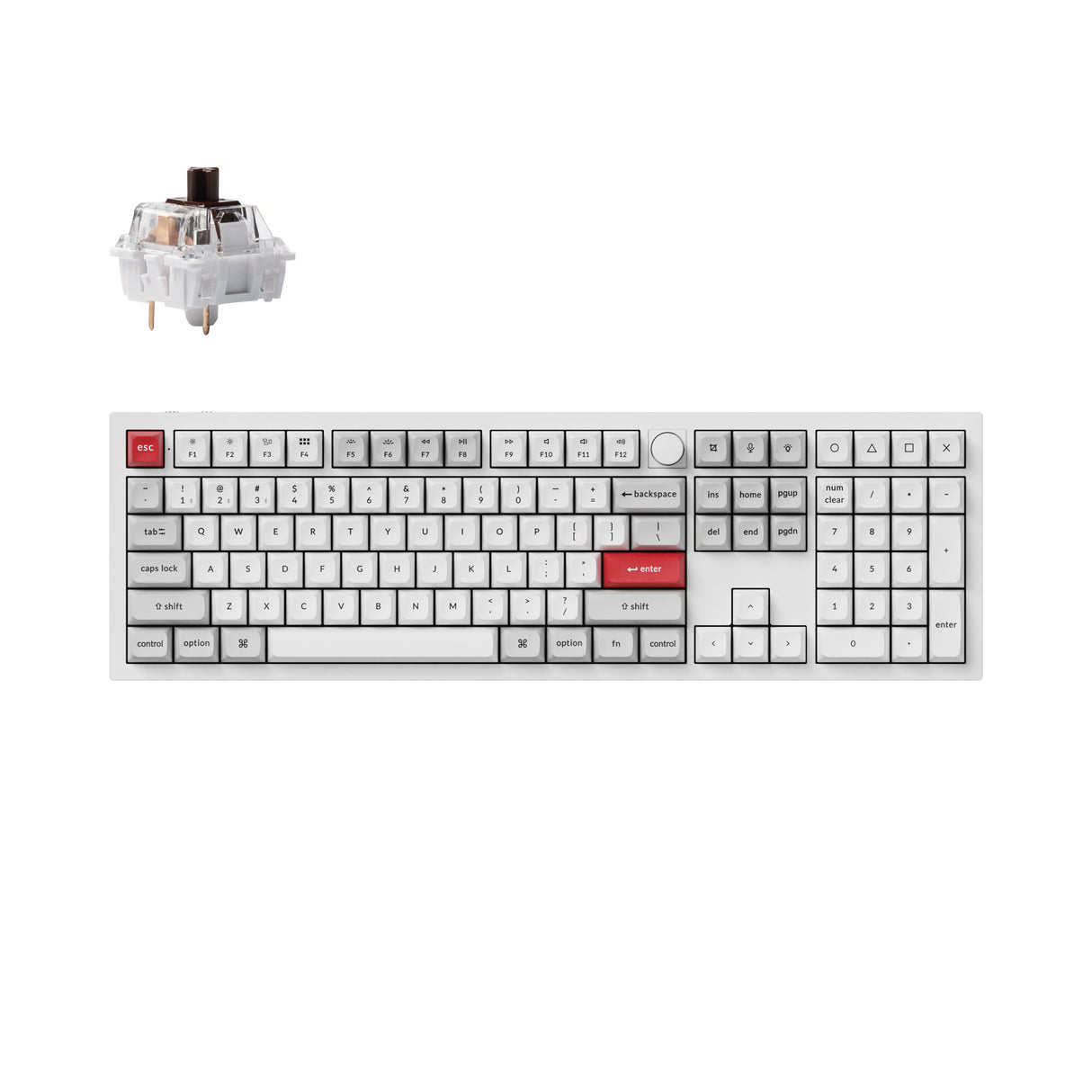 Keychron Q6 Pro QMK/VIA wireless custom mechanical keyboard 100 percent layout full aluminum white frame for Mac WIndows Linux with RGB backlight and hot-swappable K Pro brown
