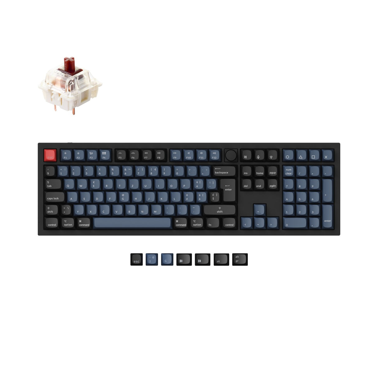 Keychron Q6 QMK VIA custom mechanical keyboard full size aluminum black frame knob Swiss ISO layout for Mac Windows Hot Swappable Gateron G Pro Brown