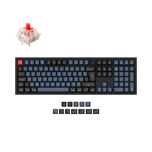 Keychron Q6 QMK VIA custom mechanical keyboard full size aluminum black frame knob ISO UK layout for Mac Windows Hot Swappable Gateron G Pro Red