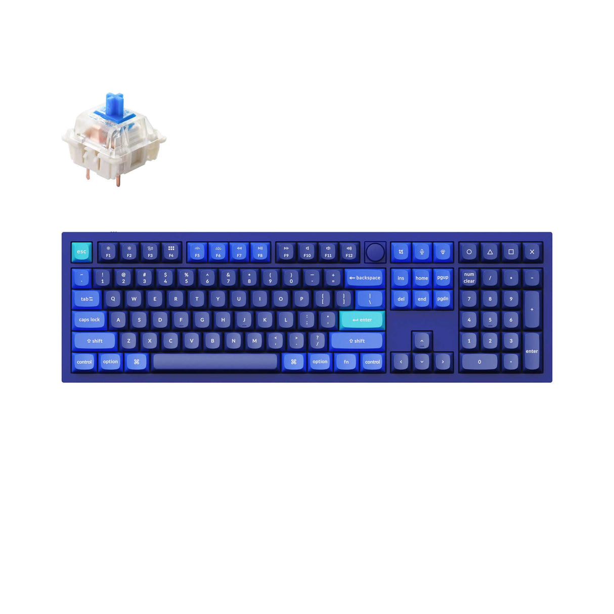 Keychron Q6 QMK VIA custom mechanical keyboard full size 100 percent layout full aluminum blue frame B knob for Mac Windows RGB backlight with hot swappable Gateron G Pro switch blue