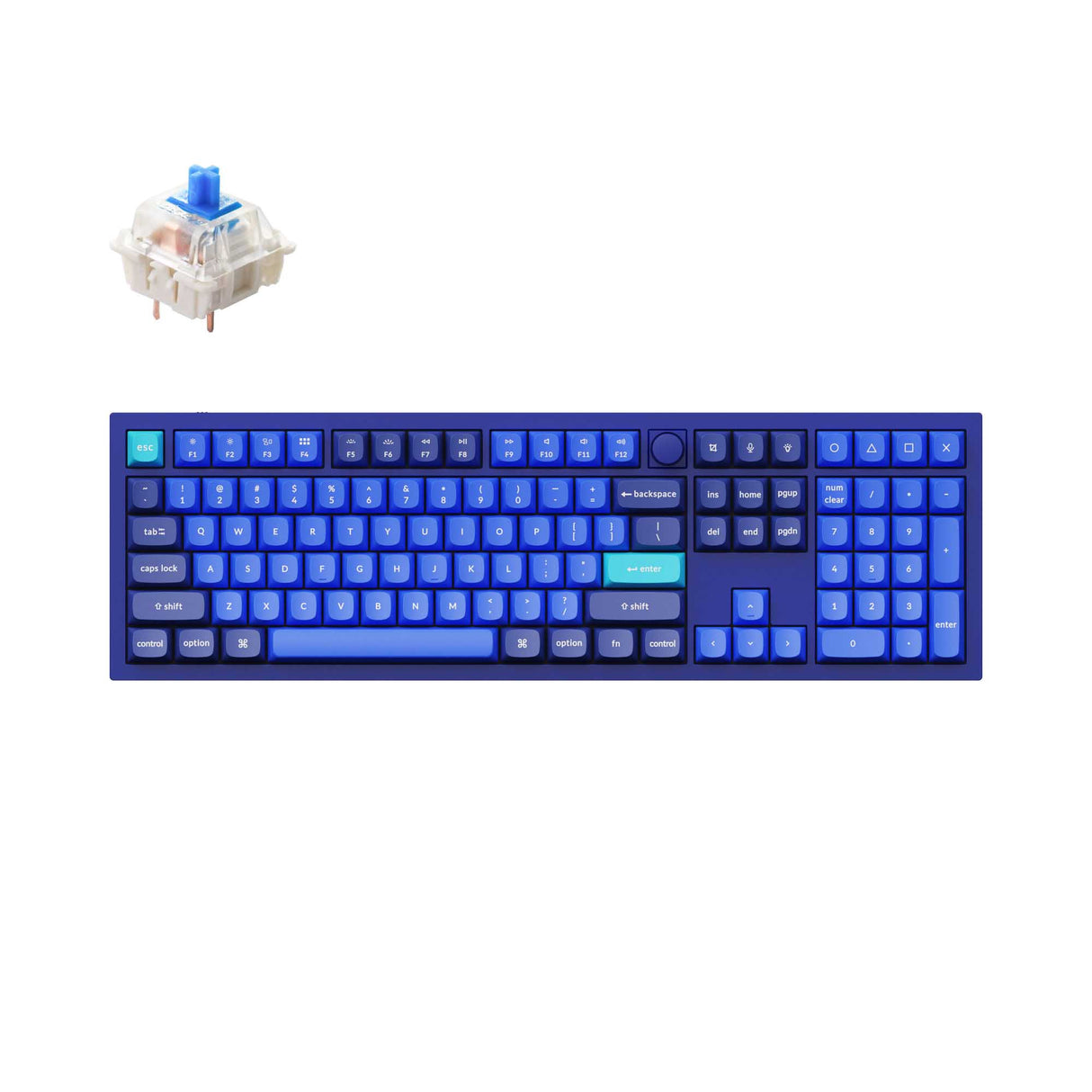 Keychron Q6 QMK VIA custom mechanical keyboard full size 100 percent layout full aluminum blue frame knob for Mac Windows RGB backlight with hot swappable Gateron G Pro switch blue