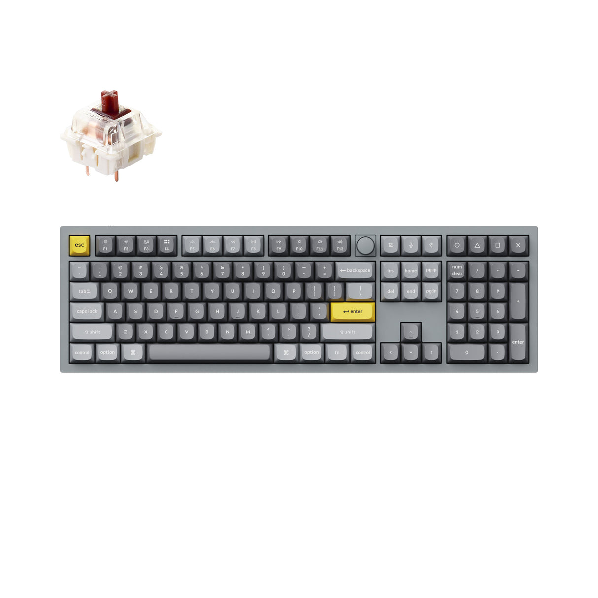 Keychron Q6 QMK VIA custom mechanical keyboard full size 100 percent layout full aluminum grey frame B knob for Mac Windows RGB backlight with hot swappable Gateron G Pro switch brown