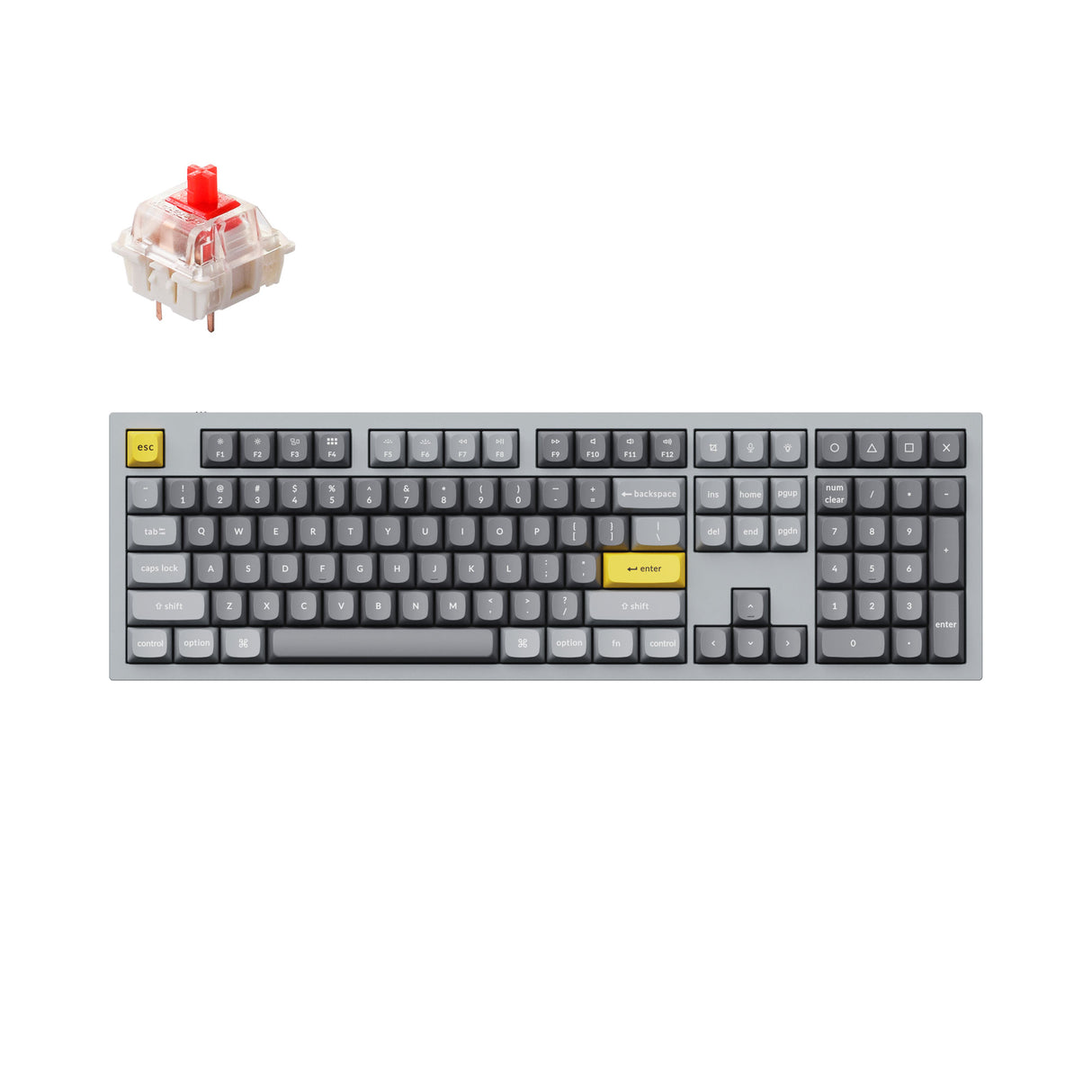 Keychron Q6 QMK VIA custom mechanical keyboard full size 100 percent layout full aluminum grey frame for Mac Windows RGB backlight with hot swappable Gateron G Pro switch red