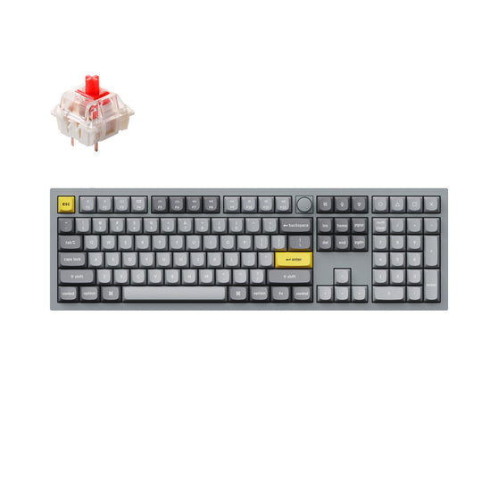 Keychron Q6 QMK VIA custom mechanical keyboard full size 100 percent layout full aluminum grey frame knob for Mac Windows RGB backlight with hot swappable Gateron G Pro switch red