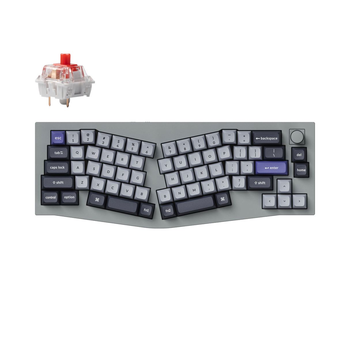 Keychron Q8 Pro QMK/VIA wireless custom mechanical keyboard 65 percent Alice layout full aluminum grey frame for Mac Windows Linux with RGB backlight hot-swappable K Pro red