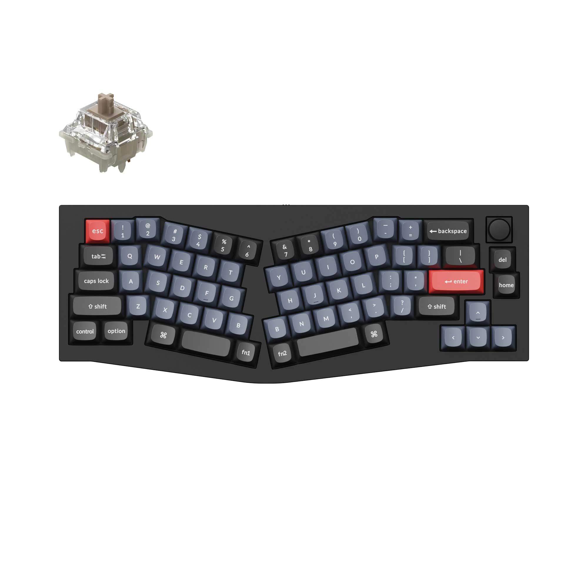 美品 Keychron Q8 Silver Gray アリス配列 有線接続のみ Keychron Q8 (Alice Layout) QMK Custom Mechanical Keyboard