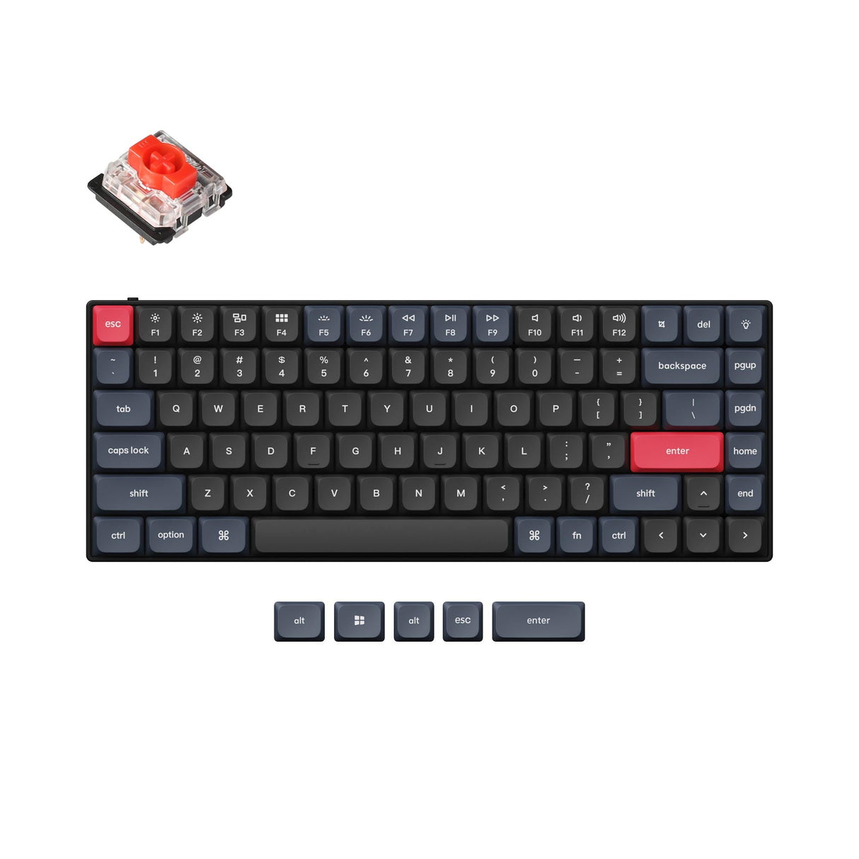 Keychron S1 QMK/VIA low-profile custom mechanical keyboard with 75% layout for Mac Windows Linux and low profile Gateron switch red