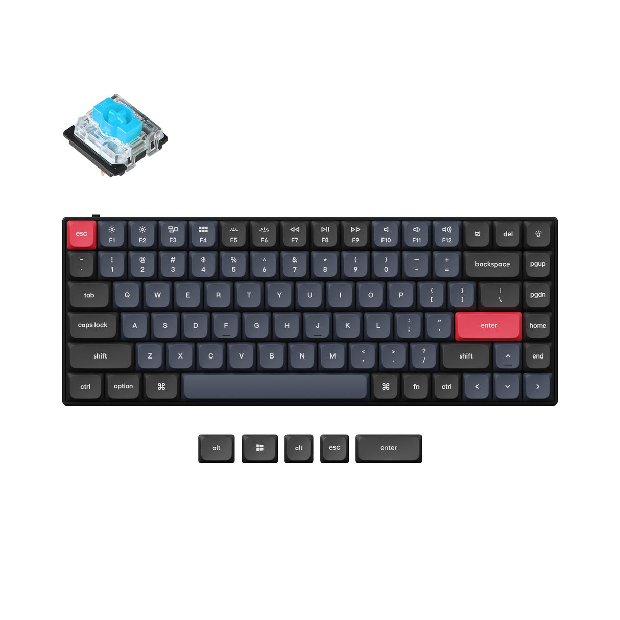 Keychron S1 QMK/VIA low-profile custom mechanical keyboard with 75% layout hot-swappable and low profile Gateron switch blue