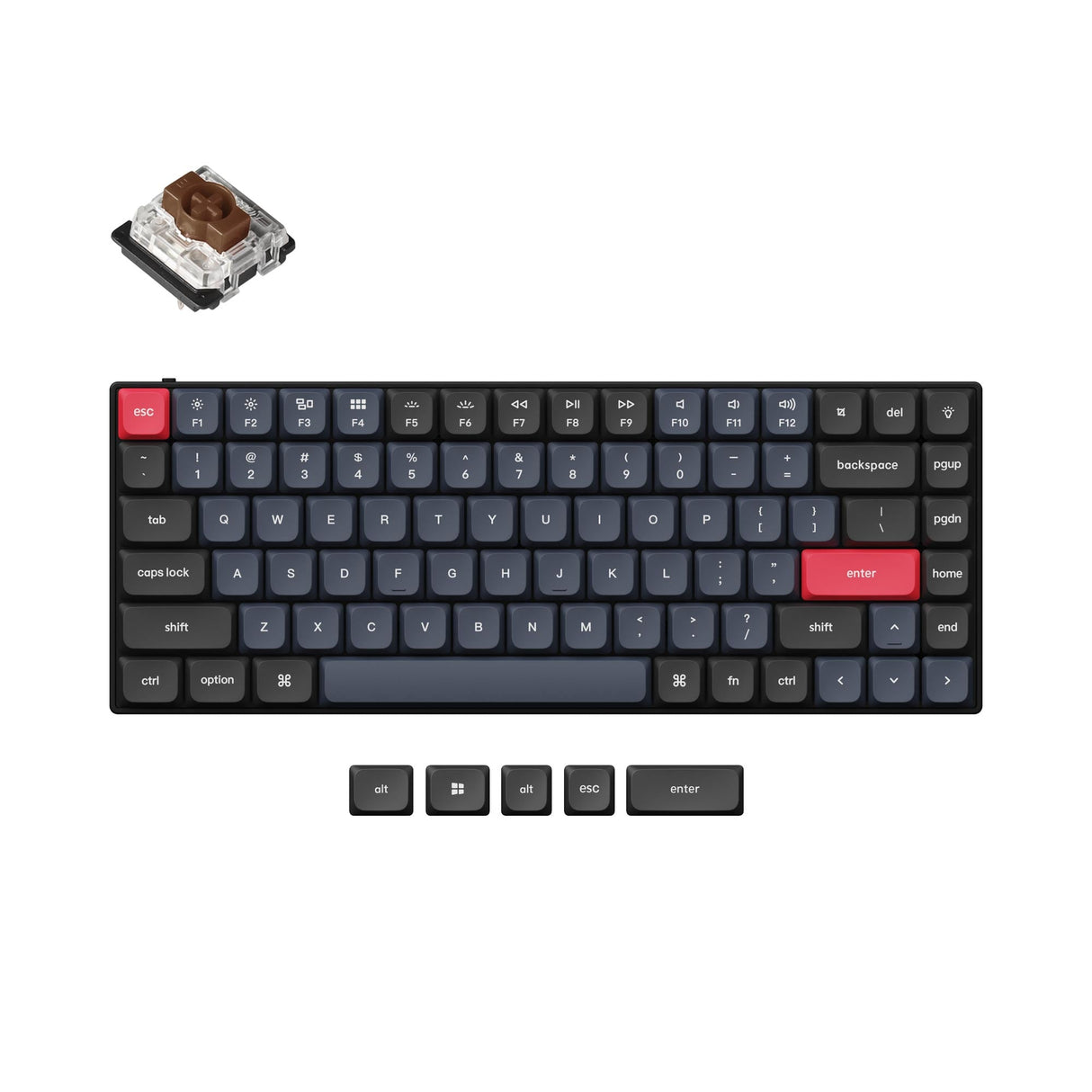 Keychron S1 QMK/VIA low-profile custom mechanical keyboard with 75% layout hot-swappable and low profile Gateron switch brown