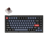 Keychron V1 QMK VIA custom mechanical keyboard 75 percent layout frosted black knob Mac Windows Linux hot-swappable Keychron K Pro switch brown Russian layout