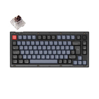 Keychron V1 QMK VIA custom mechanical keyboard 75 percent layout frosted black knob hot-swappable Keychron K Pro switch brown French ISO layout