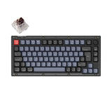 Keychron V1 QMK VIA custom mechanical keyboard 75 percent layout frosted black knob hot-swappable Keychron K Pro switch brown German ISO layout