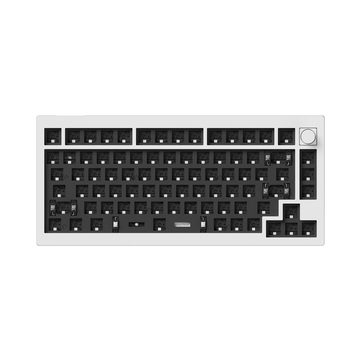 Keychron V1 QMK VIA custom mechanical keyboard 75% layout shell white for Mac Window Linux barebone knob