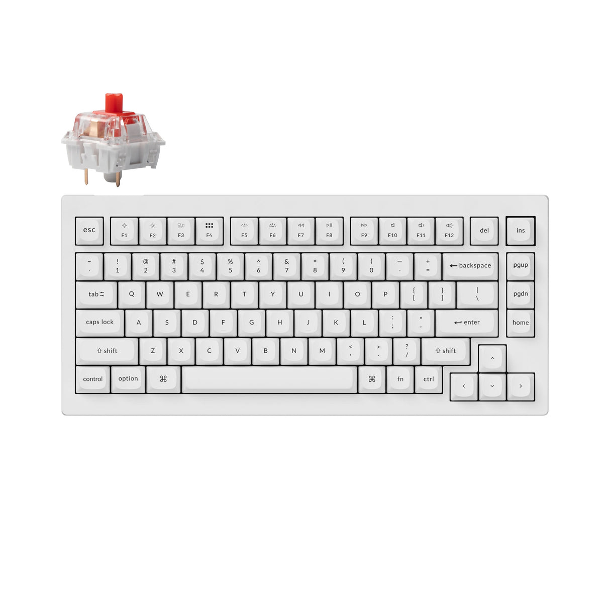 Keychron V1 QMK VIA custom mechanical keyboard 75% layout shell white for Mac Window Linux fully assembled Keychron K Pro red