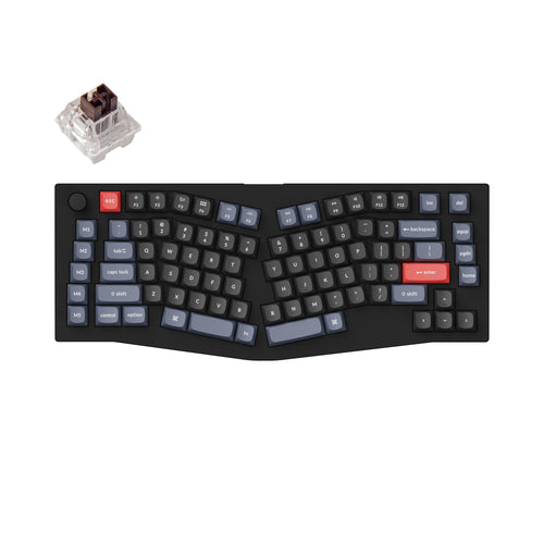 Keychron V10 75% Alice Layout QMK VIA Custom Mechanical Keyboard RGB Backlight Carbon Black Knob Hot-swappable K Pro Switch Brown